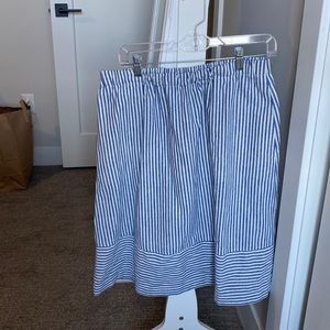 J. Crew blue and white striped midi skirt with pockets. Size M.